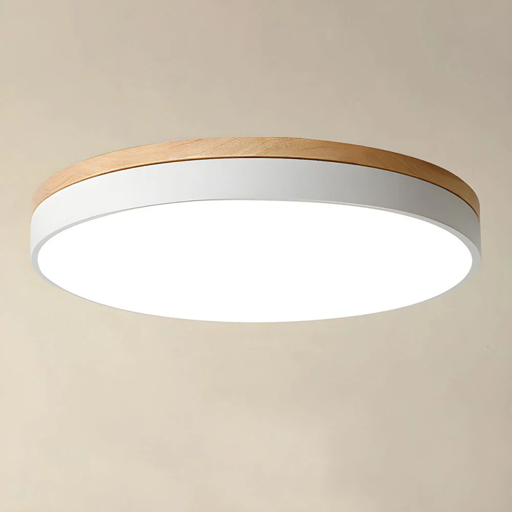 Houten Plafondlamp Flush Mount Rond