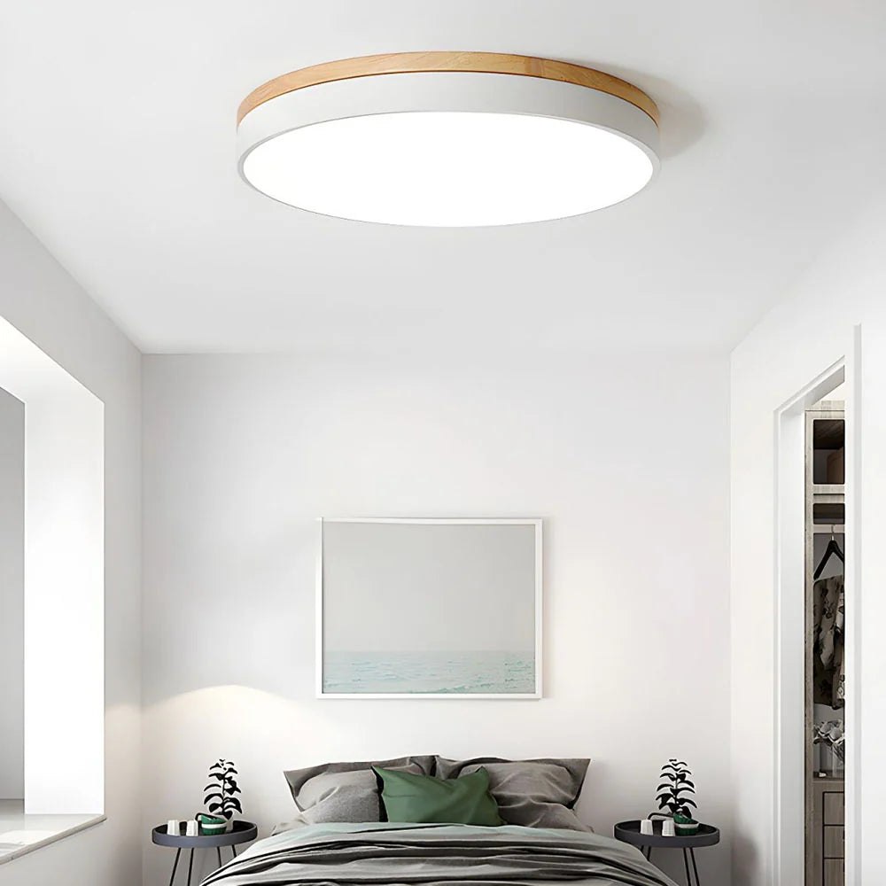 Houten Plafondlamp Flush Mount Rond
