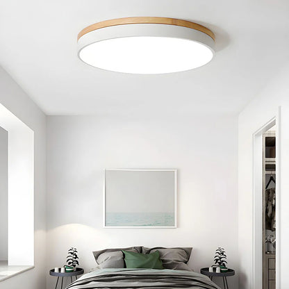 Houten Plafondlamp Flush Mount Rond