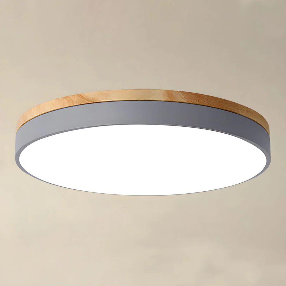 Houten Plafondlamp Flush Mount Rond