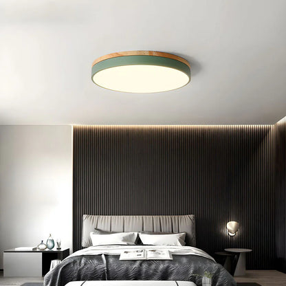 Houten Plafondlamp Flush Mount Rond