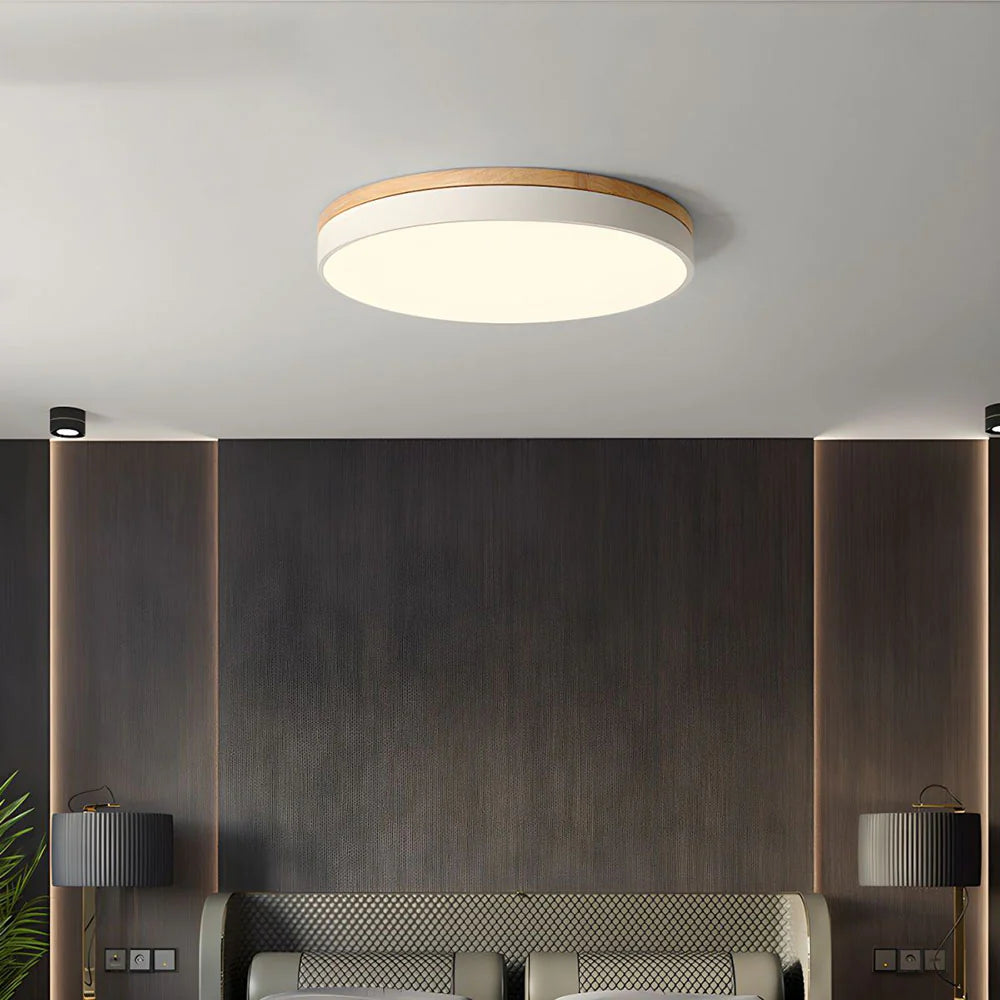 Houten Plafondlamp Flush Mount Rond