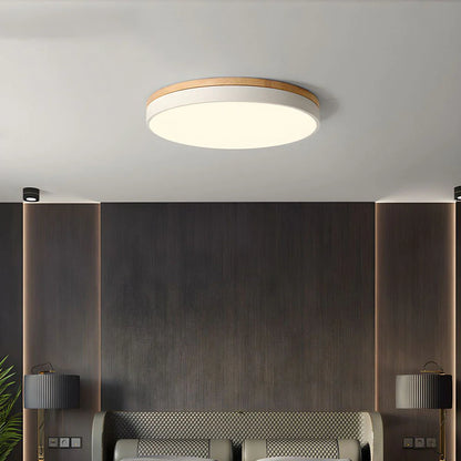 Houten Plafondlamp Flush Mount Rond