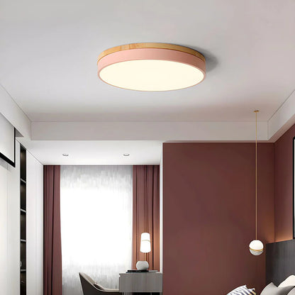 Houten Plafondlamp Flush Mount Rond