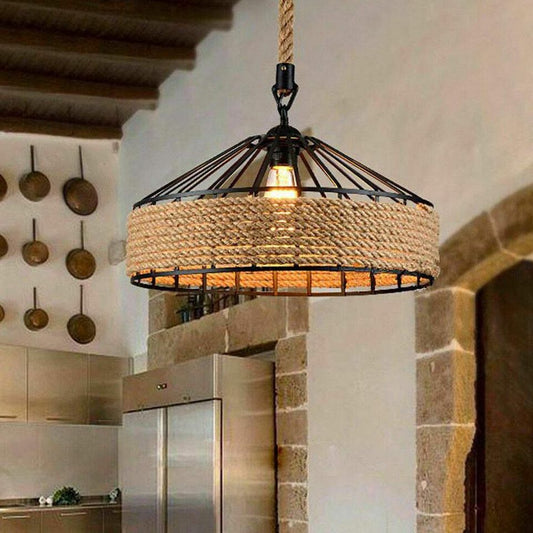 Henneptouw Hanglamp – Klassieke Industriële Plafondlamp
