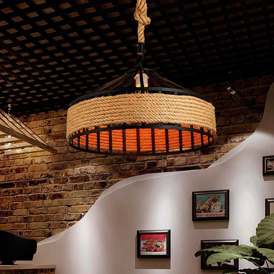Henneptouw Hanglamp – Klassieke Industriële Plafondlamp