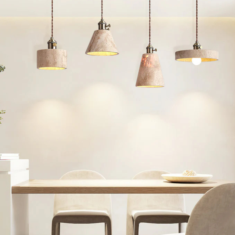 Hanglamp van Geel Travertijn en Goud
