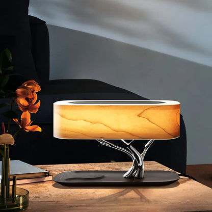 GlowSync Licht & Sound Tafel Lamp met Draadloze Oplader
