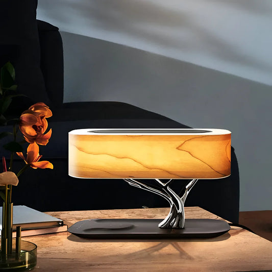 GlowSync Licht & Sound Tafel Lamp met Draadloze Oplader