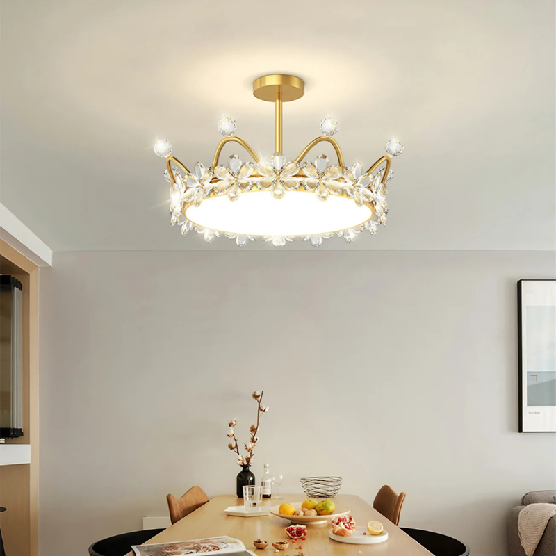 Bloem Bladkroon Plafondlamp met  Gouden Afwerking