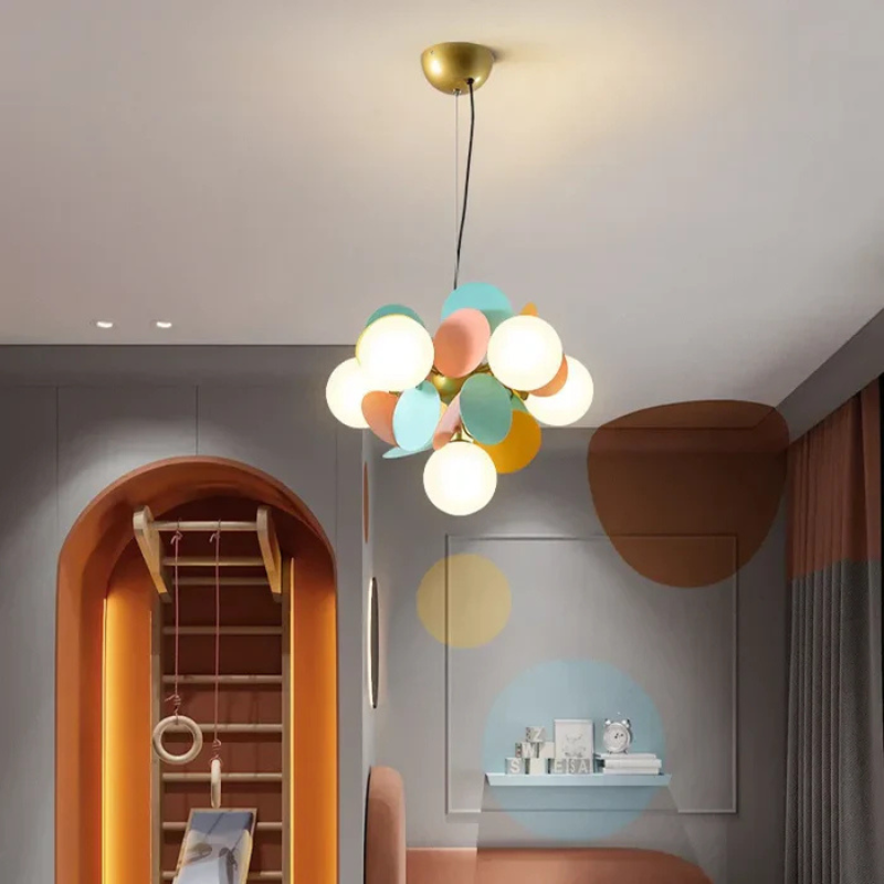 Kleurrijke LED Hanglamp met Glazen Bloemdesign