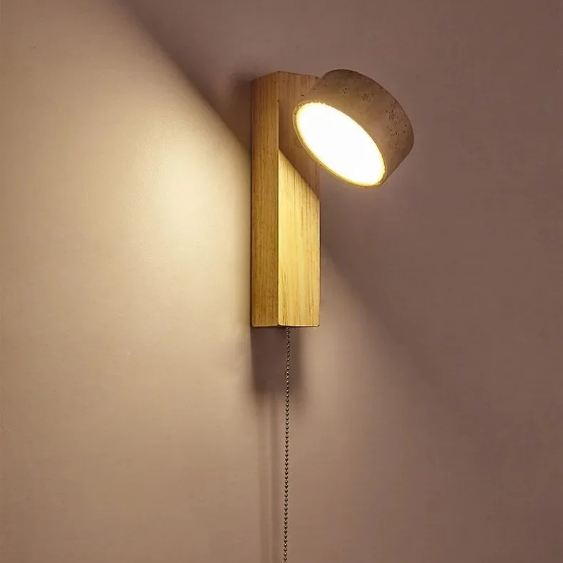 Japanse Stijl Wandlamp | Wabi Sabi Steen & Hout Elegantie