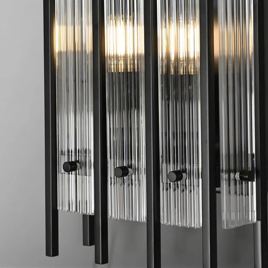 Luxe Rechthoekige Wandarmatuur 17″H van Glas en Messing