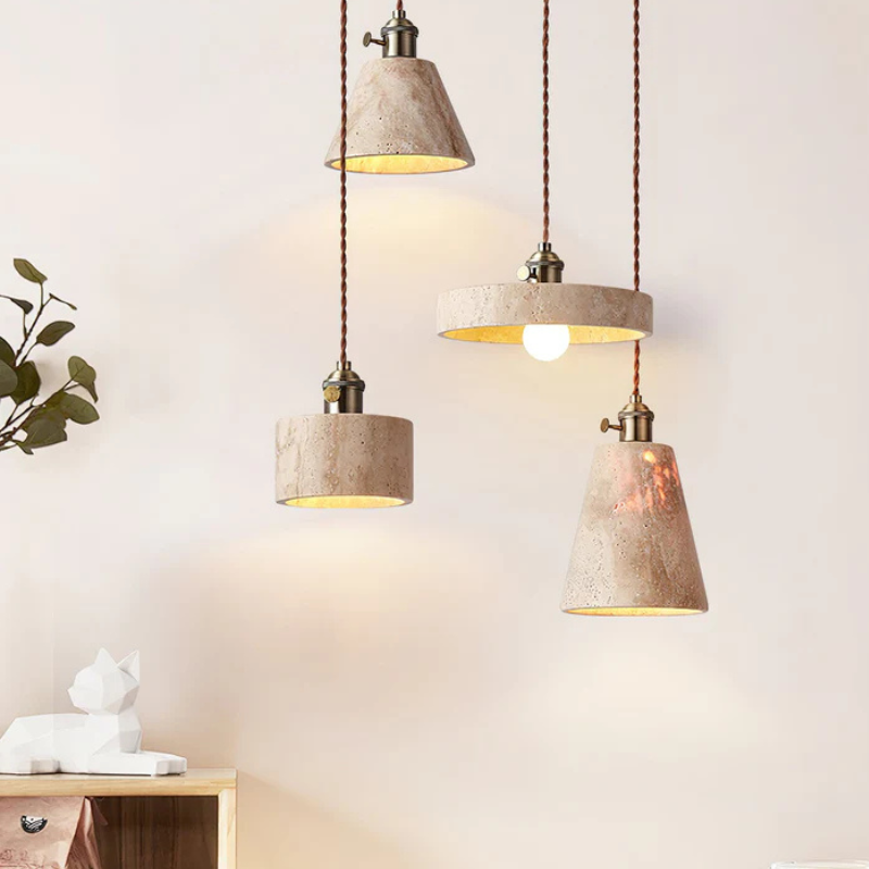Hanglamp van Geel Travertijn en Goud