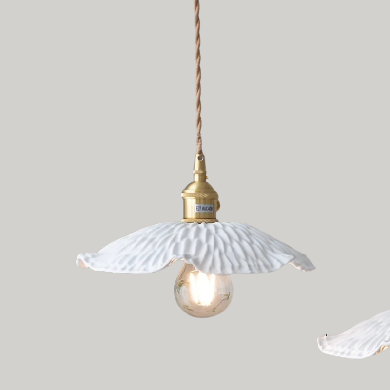 Scandinavische Keramische LED Hanglamp met Walnoothout