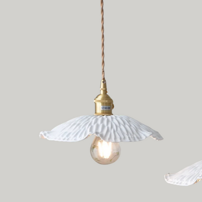 Scandinavische Keramische LED Hanglamp met Walnoothout