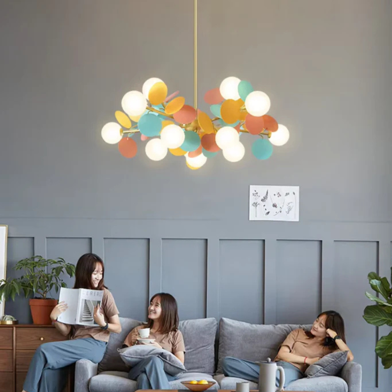 Kleurrijke LED Hanglamp met Glazen Bloemdesign