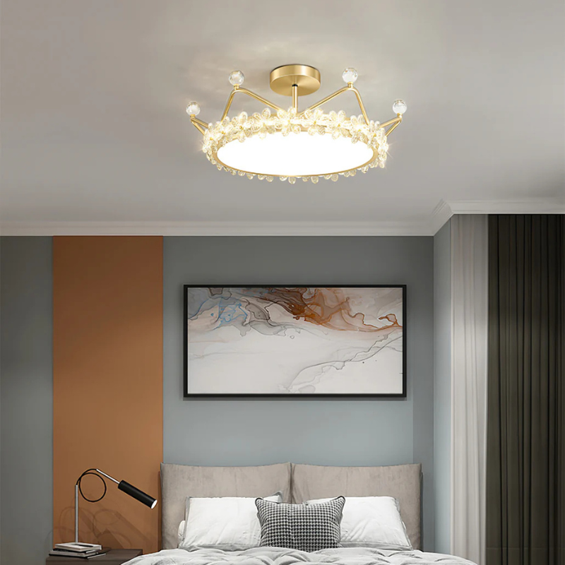 Bloem Bladkroon Plafondlamp met  Gouden Afwerking