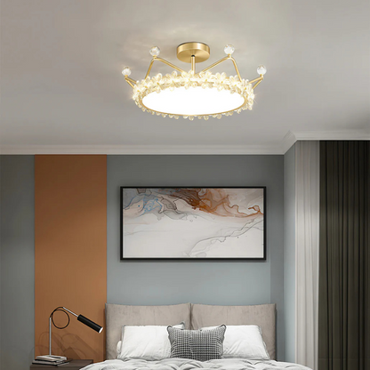 Bloem Bladkroon Plafondlamp met  Gouden Afwerking