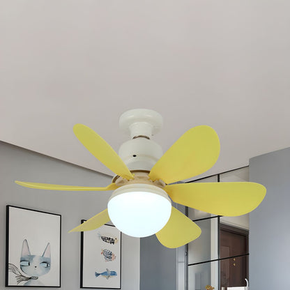 Kleurrijke Moderne Plafondventilator met 6 Bladen en Geïntegreerde LED