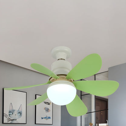 Kleurrijke Moderne Plafondventilator met 6 Bladen en Geïntegreerde LED