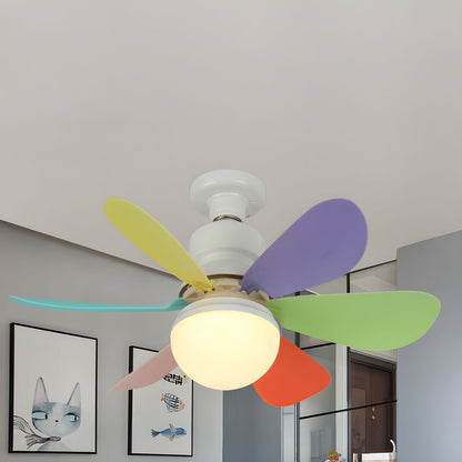 Kleurrijke Moderne Plafondventilator met 6 Bladen en Geïntegreerde LED