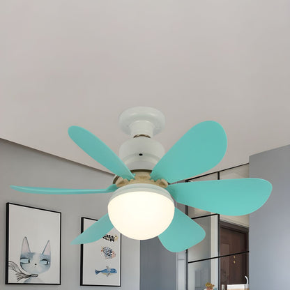 Kleurrijke Moderne Plafondventilator met 6 Bladen en Geïntegreerde LED