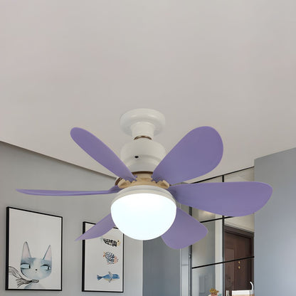 Kleurrijke Moderne Plafondventilator met 6 Bladen en Geïntegreerde LED