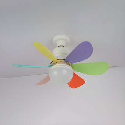 Kleurrijke Moderne Plafondventilator met 6 Bladen en Geïntegreerde LED