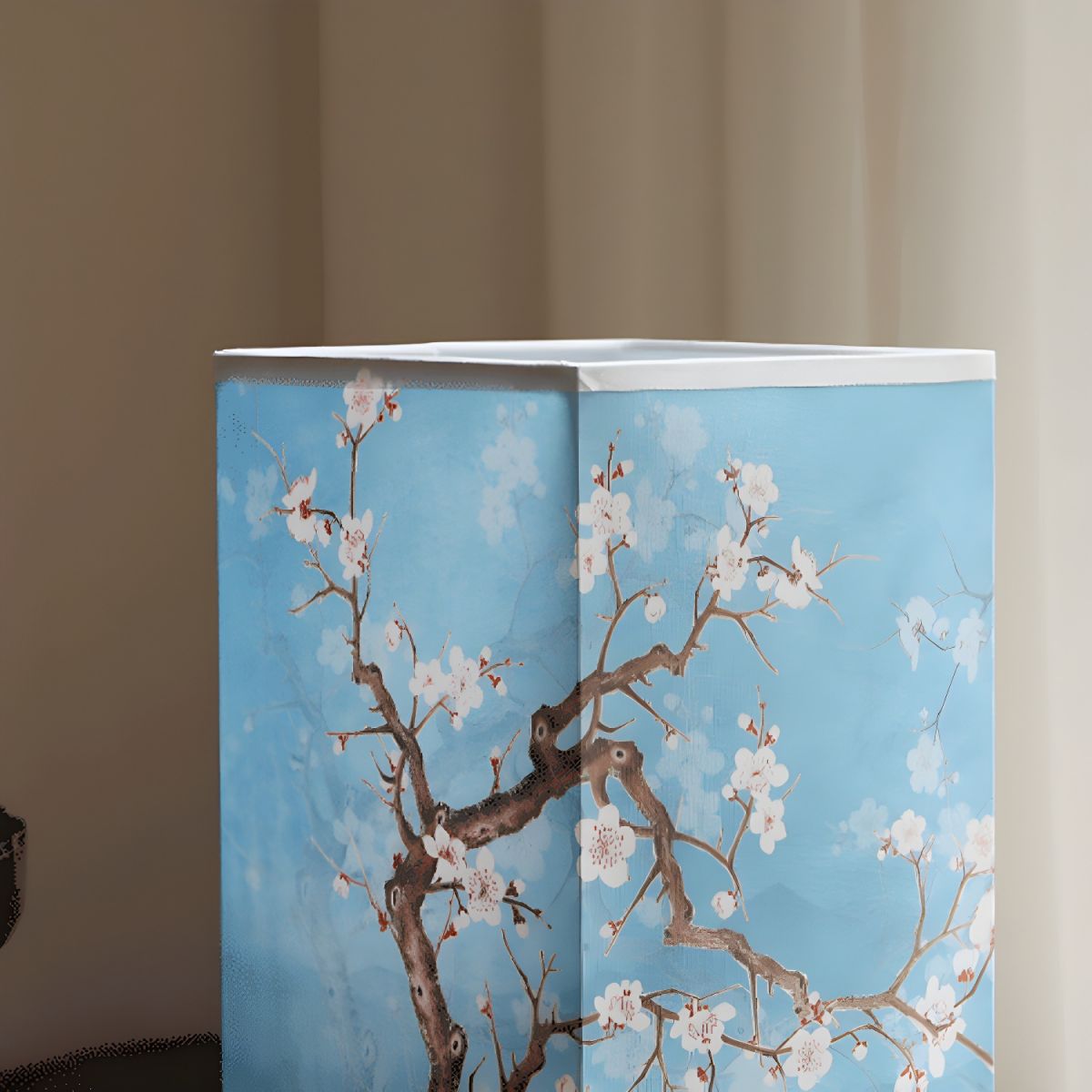 Moderne Vierkant Houten Tafellamp met Stoffen Kap