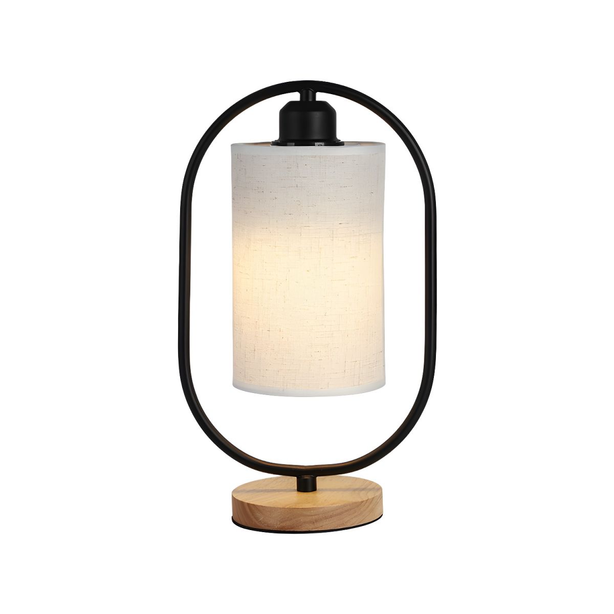 Moderne Tafellamp met Stoffen Kap en Houten Voet
