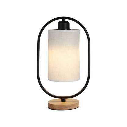 Moderne Tafellamp met Stoffen Kap en Houten Voet