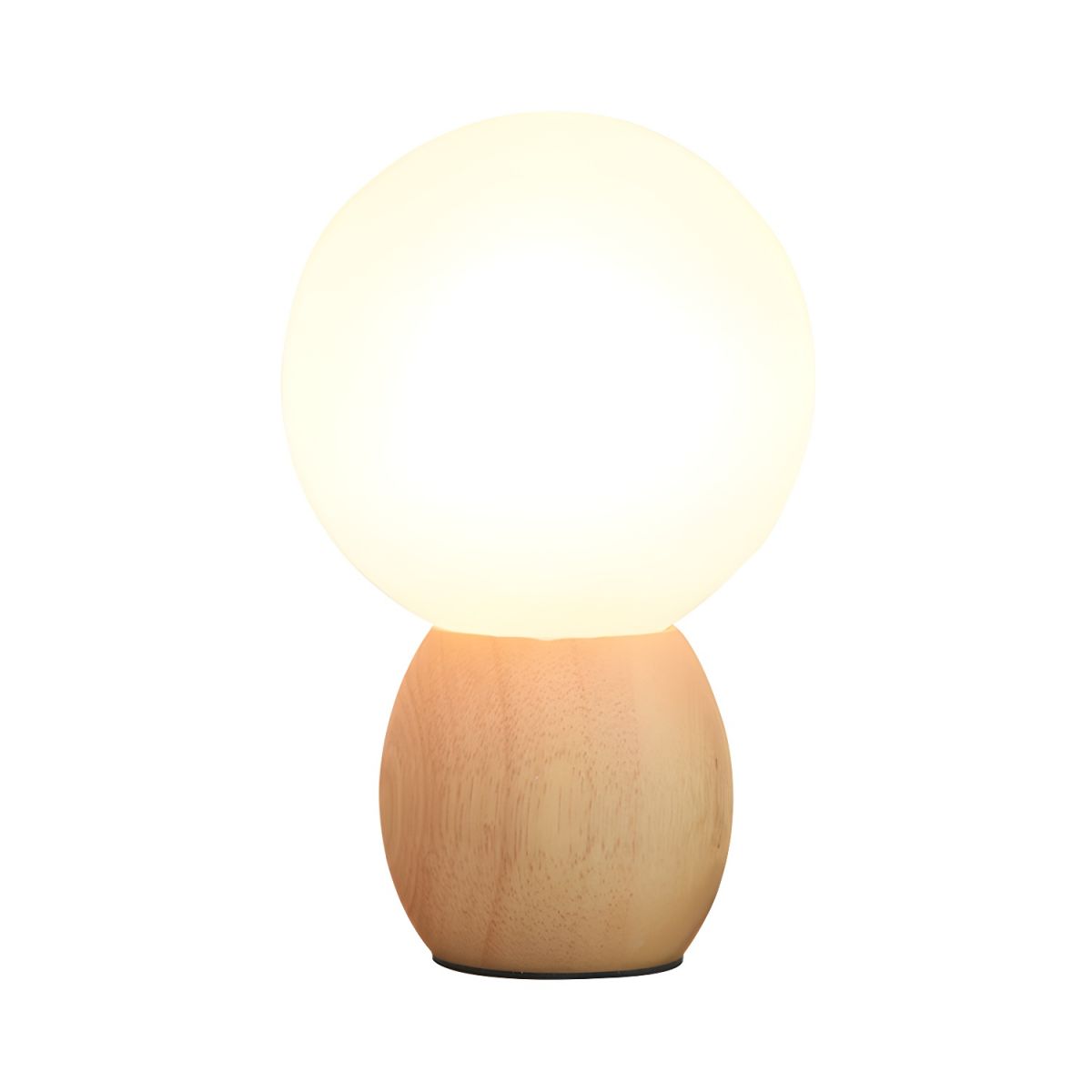 Minimalistisch Orb Houten Tafellamp met Matglazen Bol