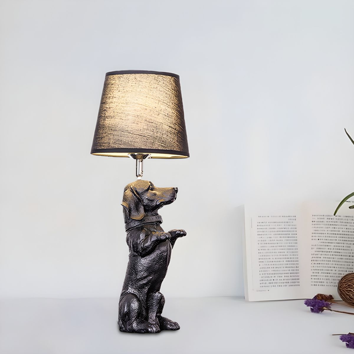 PupLight Creatieve Hondenlamp met Stoffen Kap