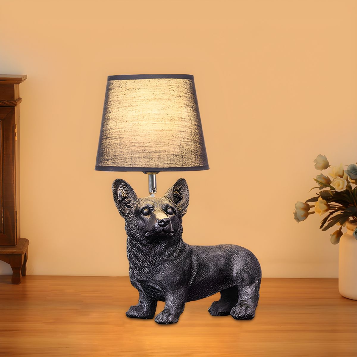 PupLight Creatieve Hondenlamp met Stoffen Kap