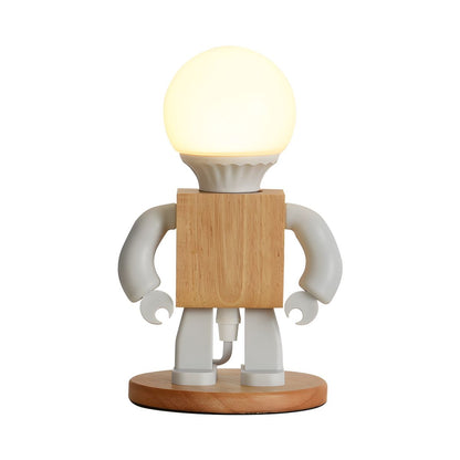 RoboLight Speelse Robot Tafellamp met Houten Basis