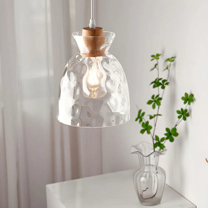 Nordic Helder Glas Hanglamp met Houten Accent