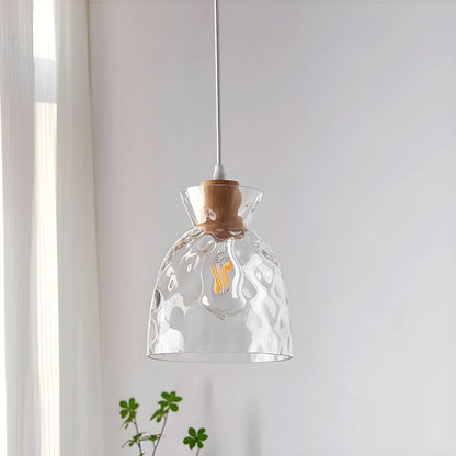 Nordic Helder Glas Hanglamp met Houten Accent