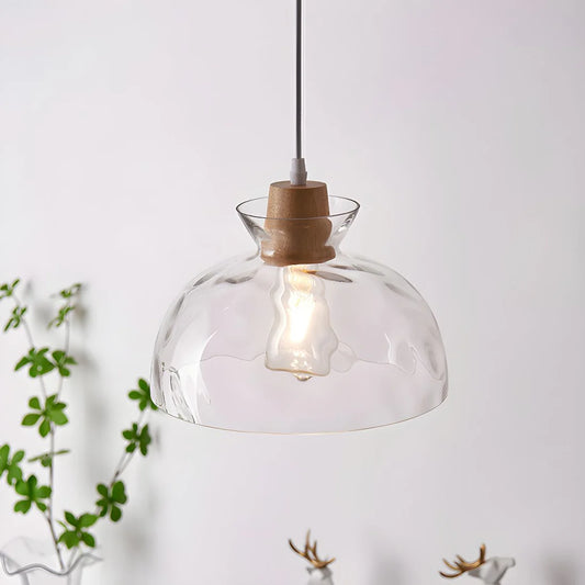 Nordic Helder Glas Hanglamp met Houten Accent