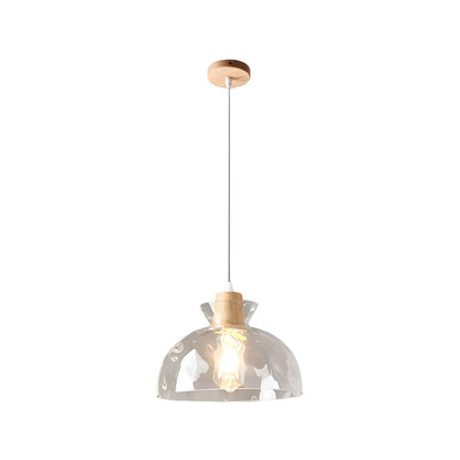 Nordic Helder Glas Hanglamp met Houten Accent