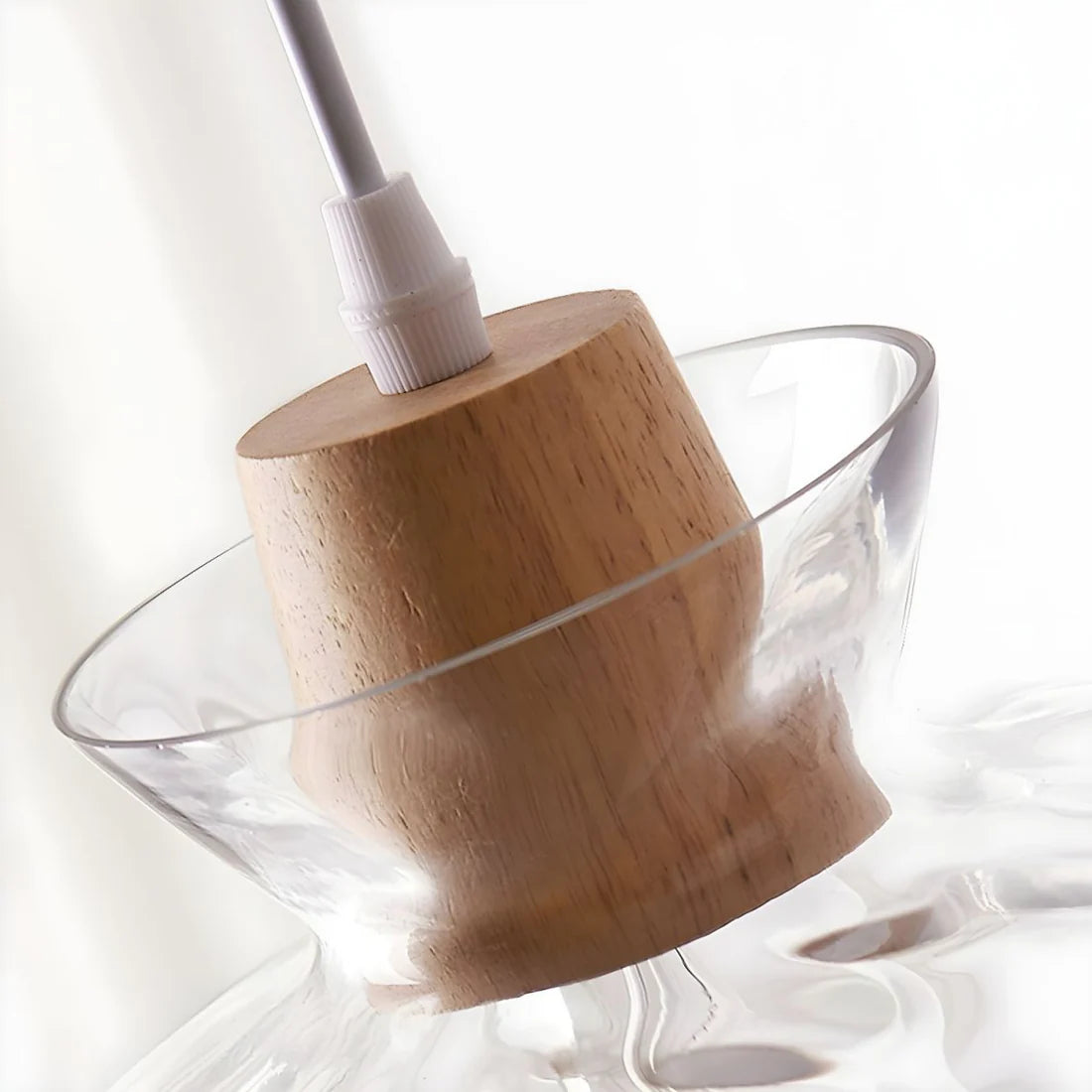 Nordic Helder Glas Hanglamp met Houten Accent