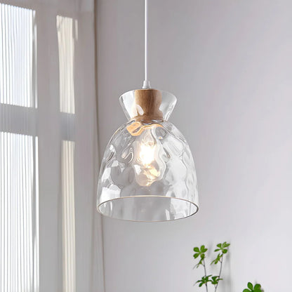 Nordic Helder Glas Hanglamp met Houten Accent