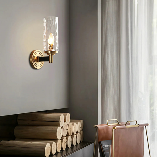 Romea Goudkoperen Wandlamp met Glazen Kap
