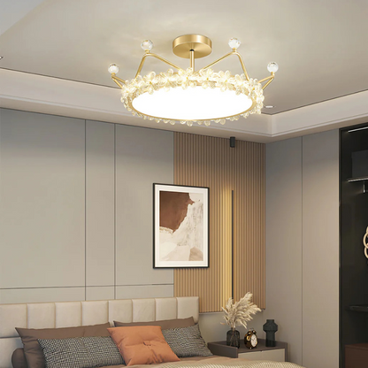 Bloem Bladkroon Plafondlamp met  Gouden Afwerking