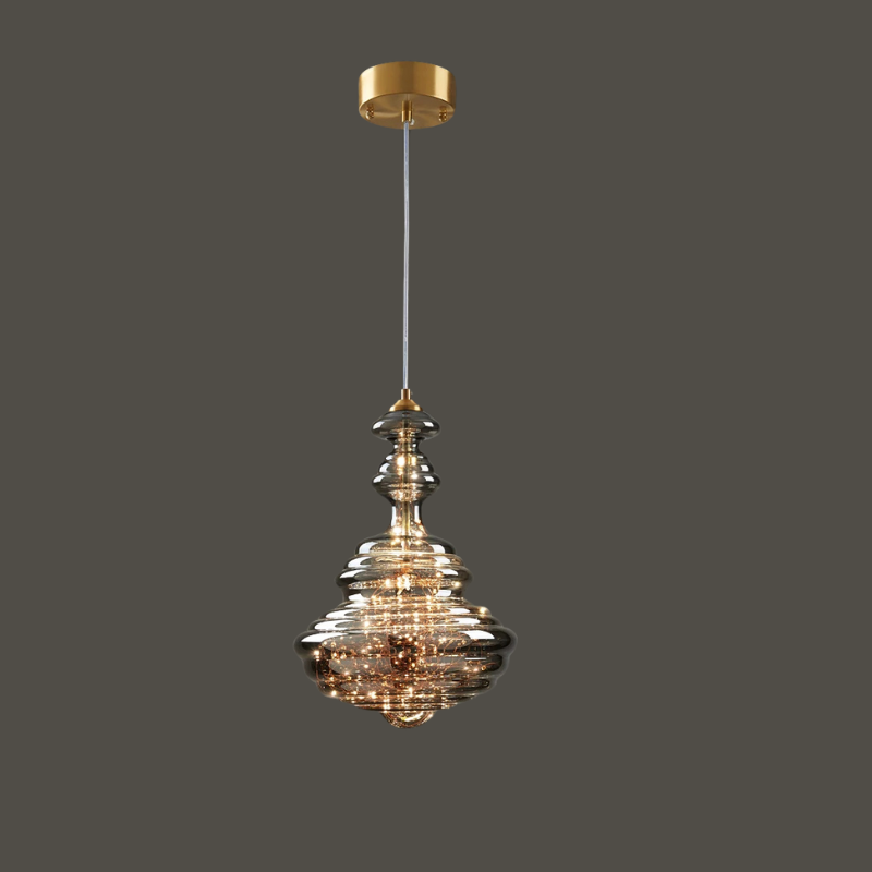 Moderne Grijze Glas Hanglamp met Sterrenhemel Effect
