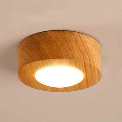 Walnoot Houten Plafondlamp met LED Spotlight