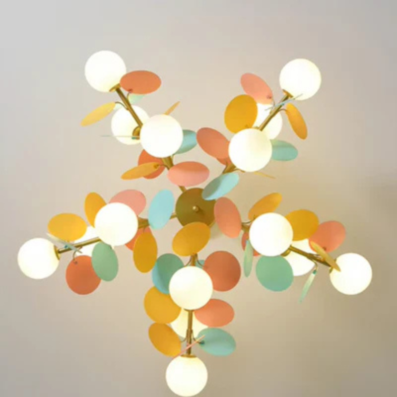 Kleurrijke LED Hanglamp met Glazen Bloemdesign