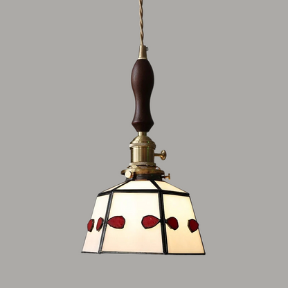 Luxe Walnoothouten Glazen Hanglamp