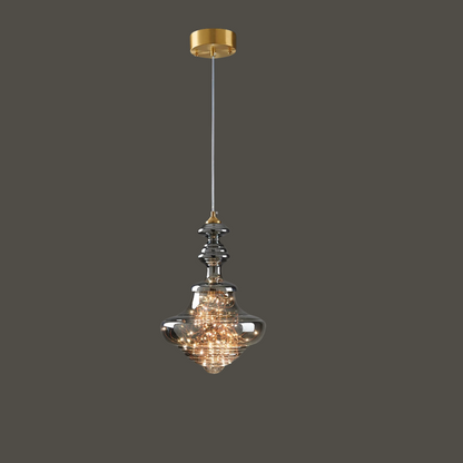 Moderne Grijze Glas Hanglamp met Sterrenhemel Effect