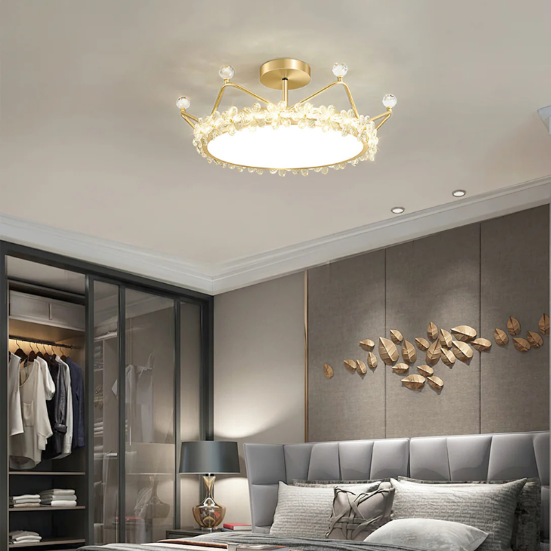 Bloem Bladkroon Plafondlamp met  Gouden Afwerking